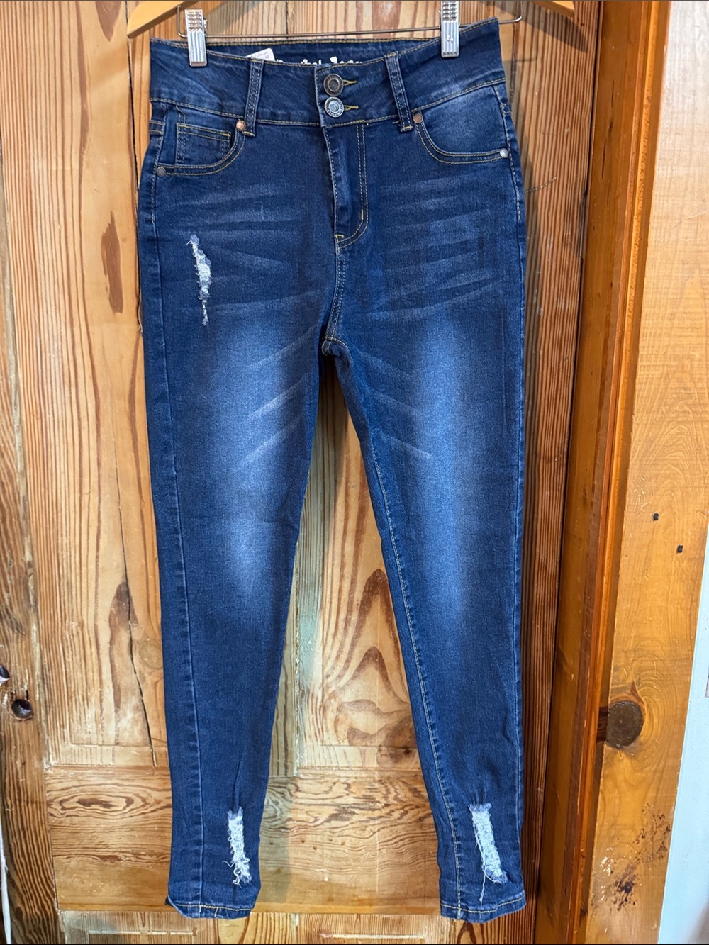 7/28 Dark Blue Distressed High-Rise Women’s skinny Jeans Pastel Jeans